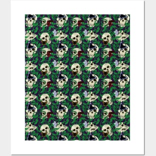 Skulls and Butterflies Spooky Pattern Posters and Art